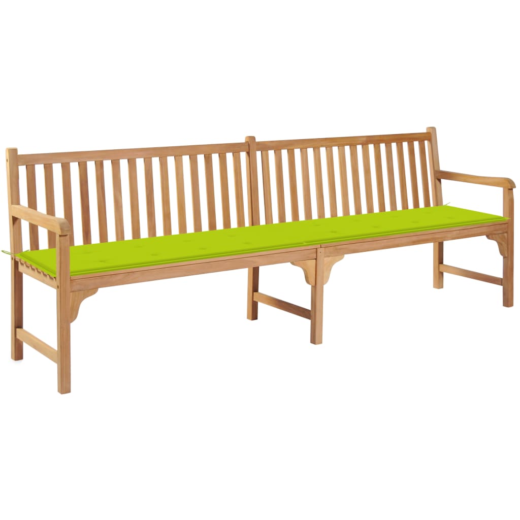 vidaXL Zahradní lavice s jasně zelenou poduškou 240 cm masivní teak
