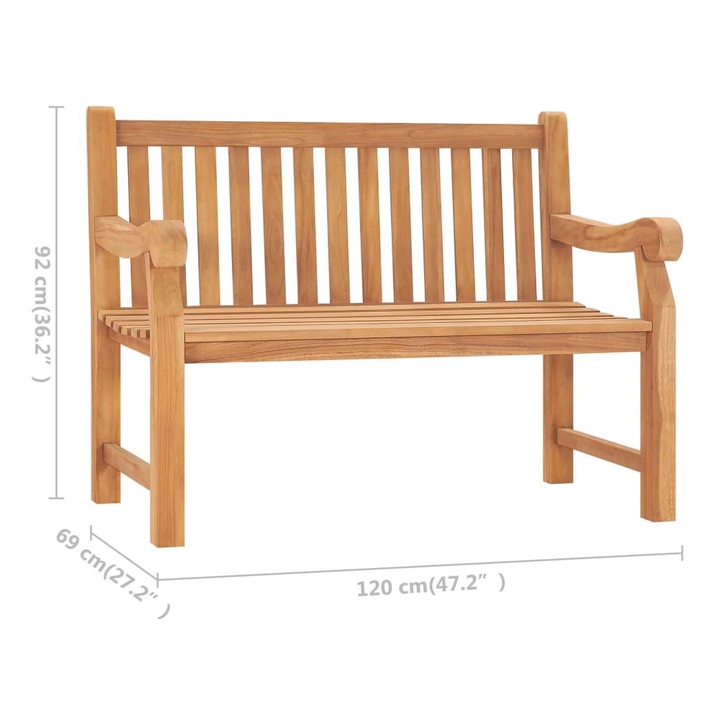 Bancă de grădină cu pernă, 120 cm, lemn masiv tec