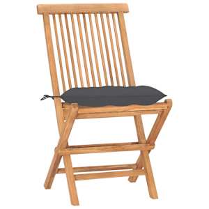 Zložljiva jedilna garnitura 3-delna z blazinami trdna tikovina - slika 2