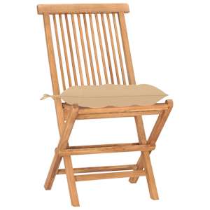 3dílný skládací zahradní jídelní set s poduškou masivní teak - obrázek 2