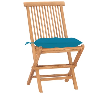 vidaXL 3dílný skládací zahradní jídelní set s poduškou masivní teak