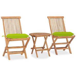 3dílný skládací zahradní jídelní set s poduškou masivní teak - obrázek 1