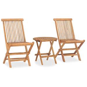 3dílný skládací zahradní jídelní set s poduškou masivní teak - obrázek 3