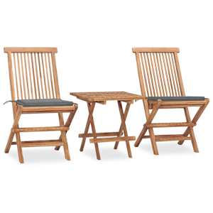 3dílný skládací zahradní jídelní set s poduškou masivní teak - obrázek 1