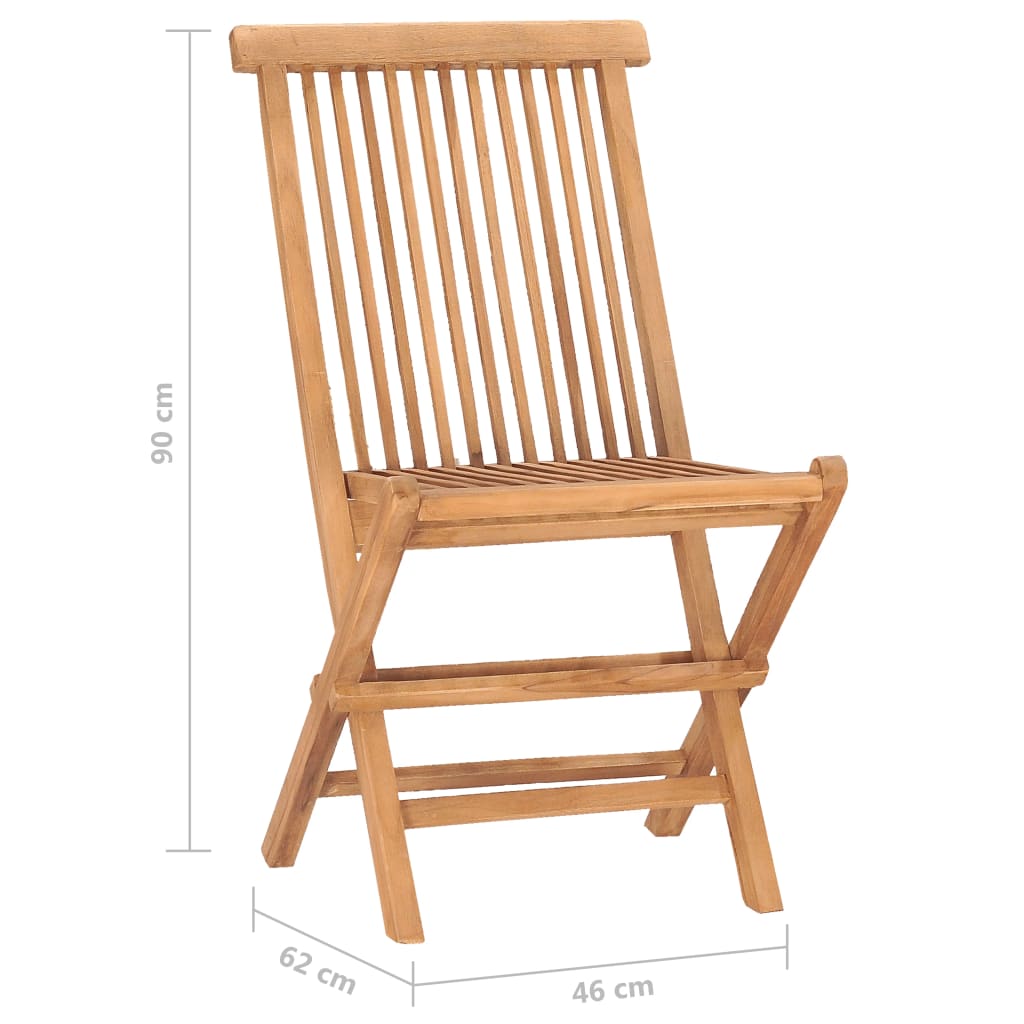 Drewniany zestaw mebli jadalnianych - tekowy, składany, 2 krzesła, stół (50x50x50 cm)