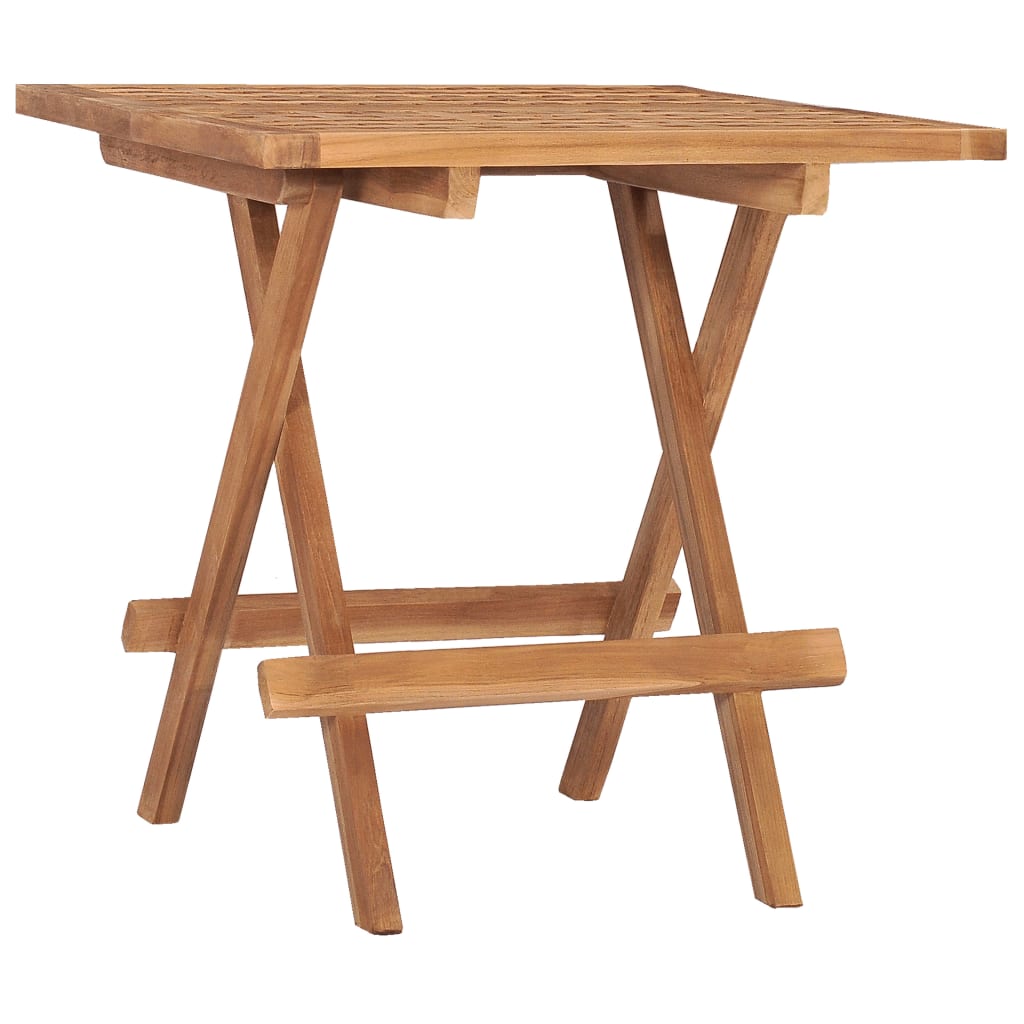 Drewniany zestaw mebli jadalnianych - tekowy, składany (stół + 2 krzesła)