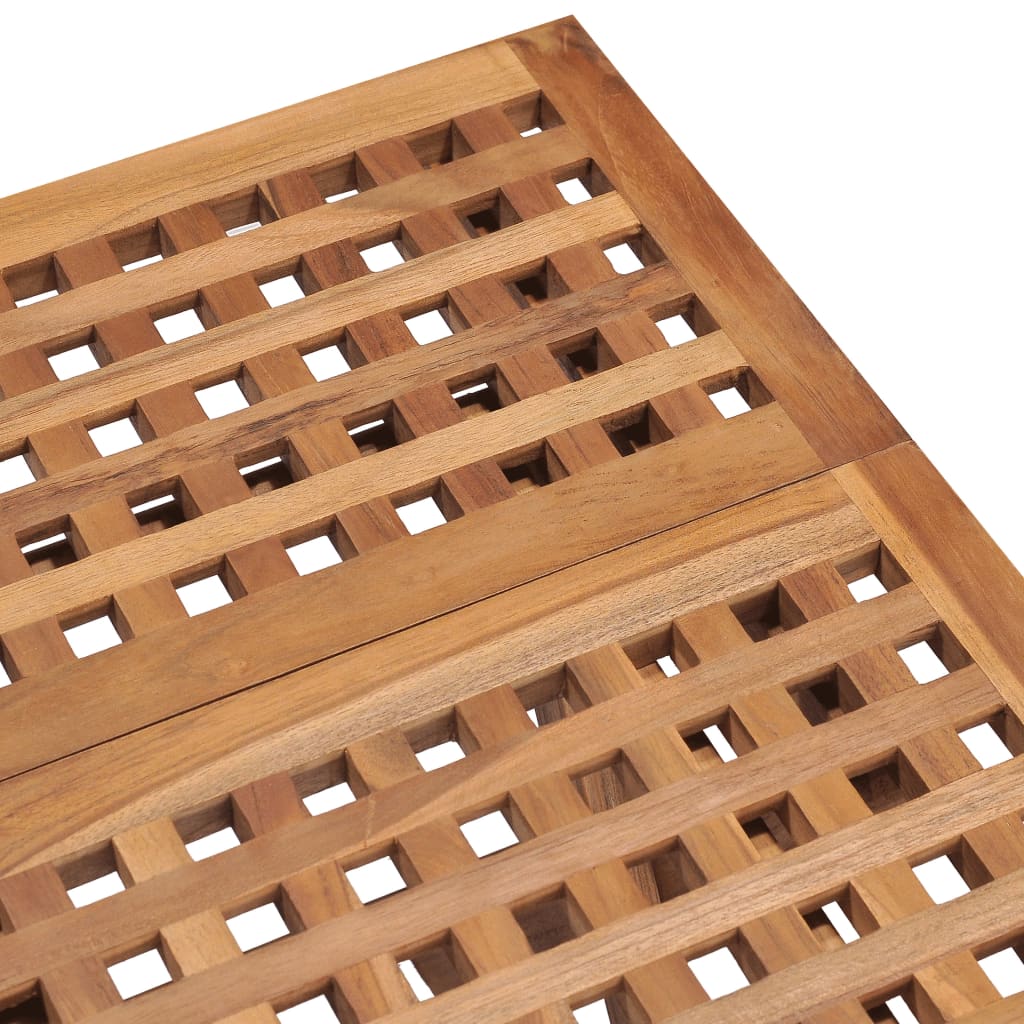 Drewniany zestaw mebli jadalnianych - tekowy, składany (stół + 2 krzesła)