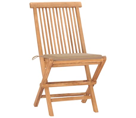 vidaXL 3-tlg. Garten-Essgruppe mit Kissen Klappbar Massivholz Teak