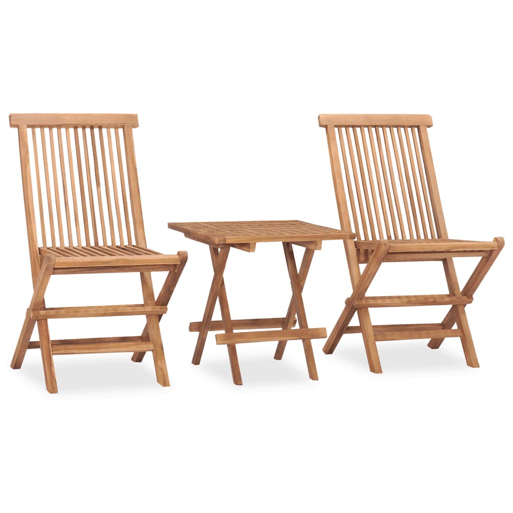 vidaXL Set mobilier exterior pliabil cu perne, 3 piese, lemn masiv tec