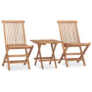 3dílný skládací zahradní jídelní set s poduškou masivní teak - obrázek 2