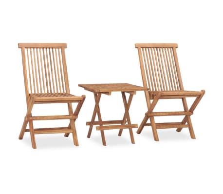 vidaXL 3 Piece Folding Outdoor Dining Set with Cushion Solid Teak Wood