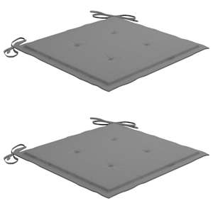 Bistro garnitura 3-delna s sivimi blazinami trdna tikovina - slika 7