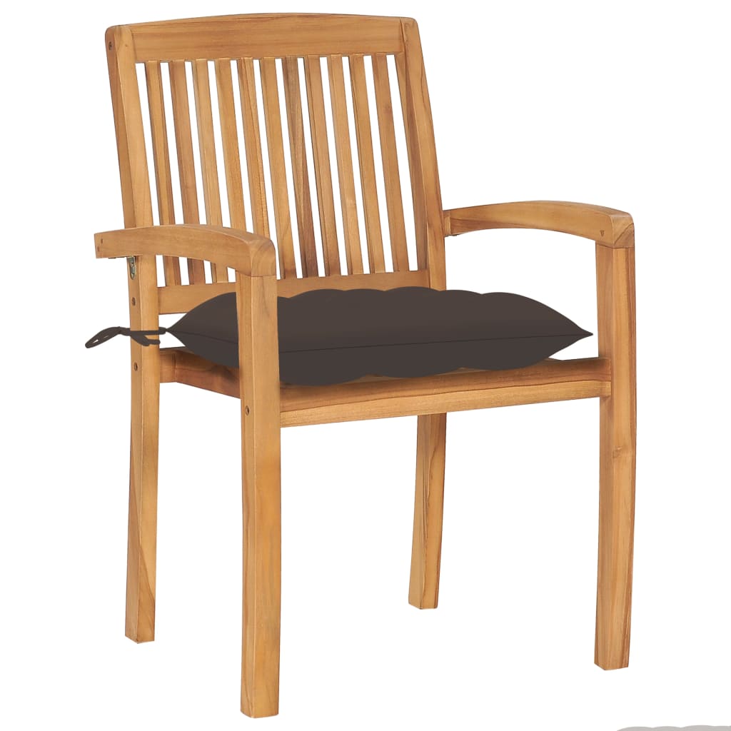 

vidaXL Tuinstoelen 2 st met taupe kussens massief teakhout