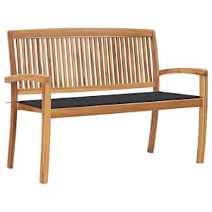 Stohovatelná zahradní lavice s poduškou 128,5 cm masivní teak - obrázek 1