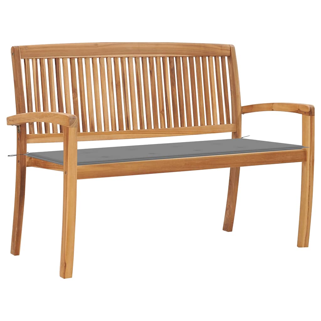 vidaXL Stohovatelná zahradní lavice s poduškou 128,5 cm masivní teak