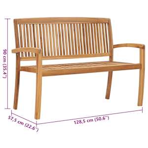 Stohovatelná zahradní lavice s poduškou 128,5 cm masivní teak - obrázek 8