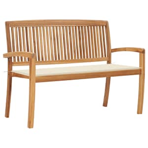 Stohovatelná zahradní lavice s poduškou 128,5 cm masivní teak - obrázek 1