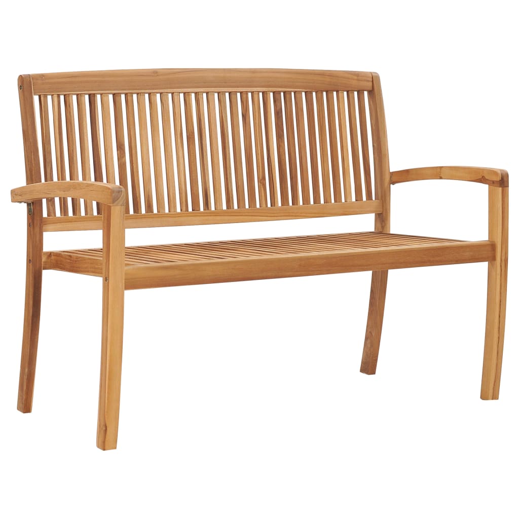 vidaXL Stacking Garden Bench with Cushion 128.5 cm Solid Teak Wood