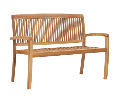 vidaXL Stacking Garden Bench with Cushion 128.5 cm Solid Teak Wood