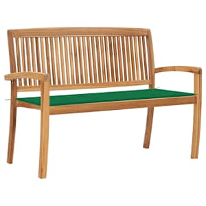 Stohovatelná zahradní lavice s poduškou 128,5 cm masivní teak - obrázek 1