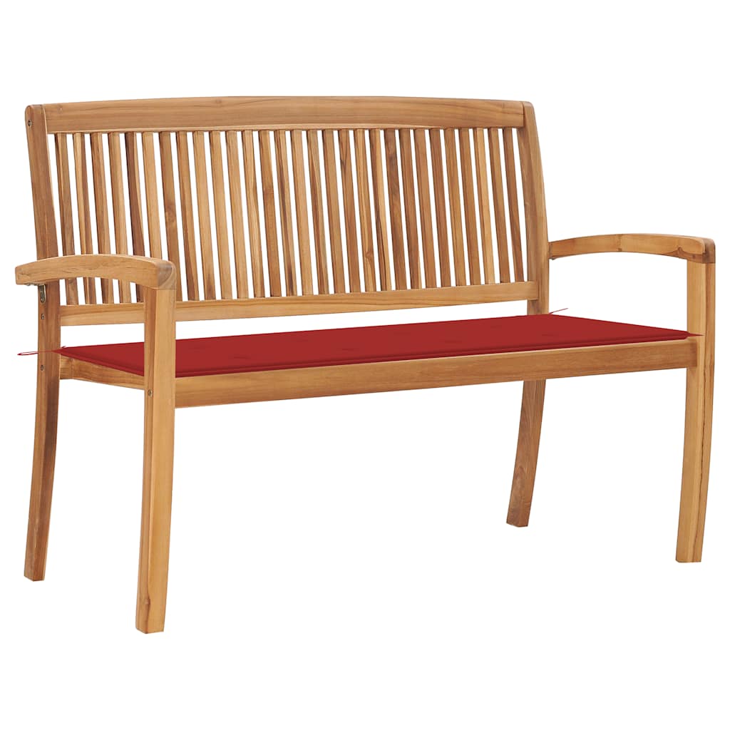 vidaXL Stohovatelná zahradní lavice s poduškou 128,5 cm masivní teak