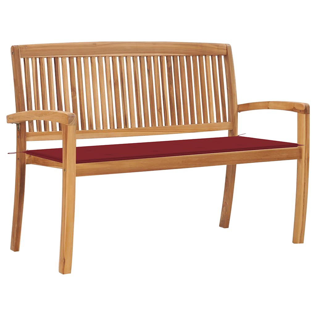 vidaXL Stohovatelná zahradní lavice s poduškou 128,5 cm masivní teak