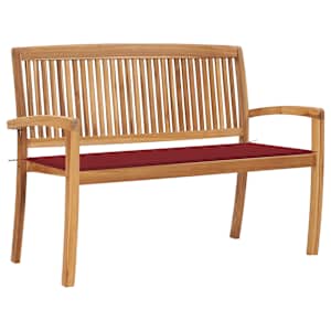 Stohovatelná zahradní lavice s poduškou 128,5 cm masivní teak - obrázek 1