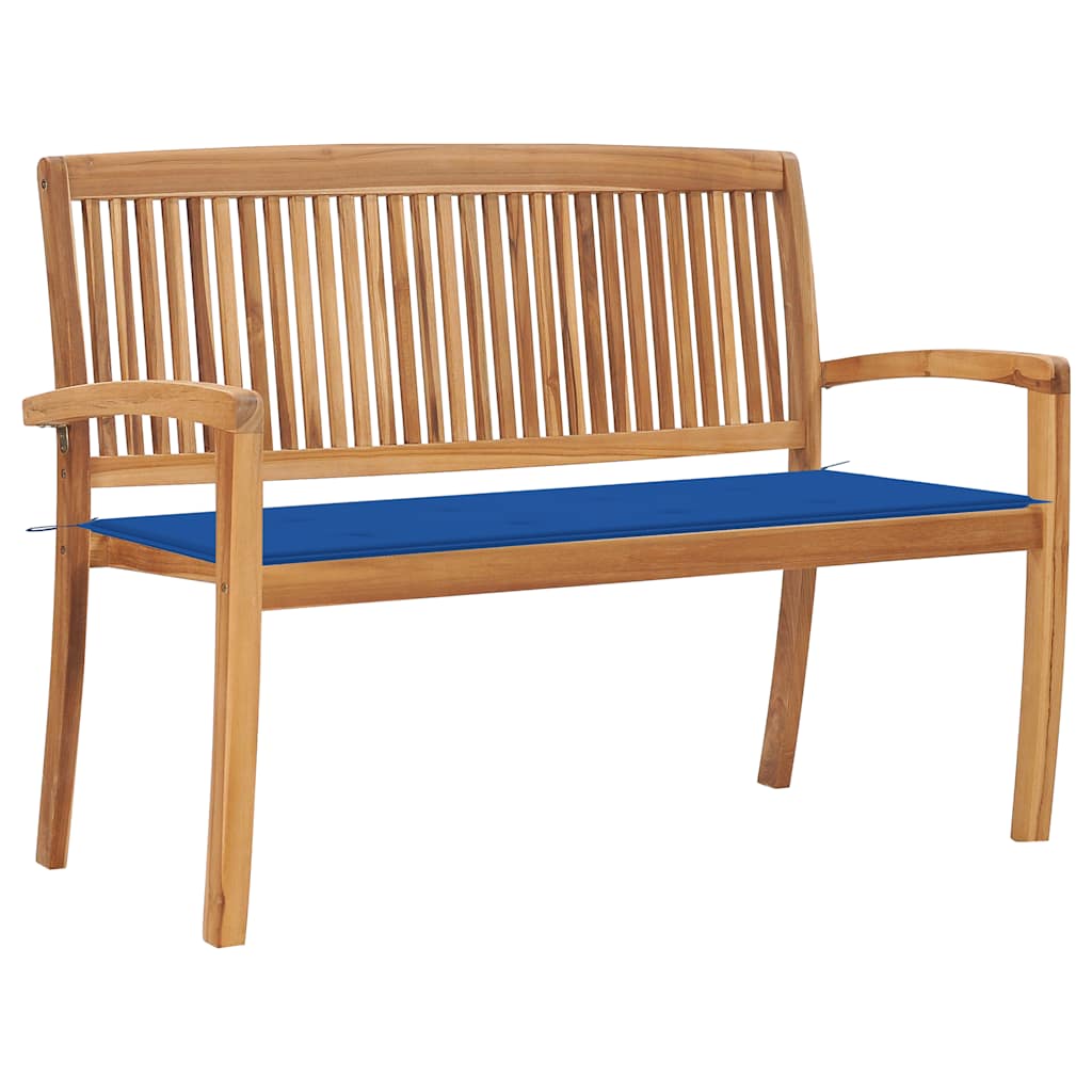 vidaXL Stohovatelná zahradní lavice s poduškou 128,5 cm masivní teak