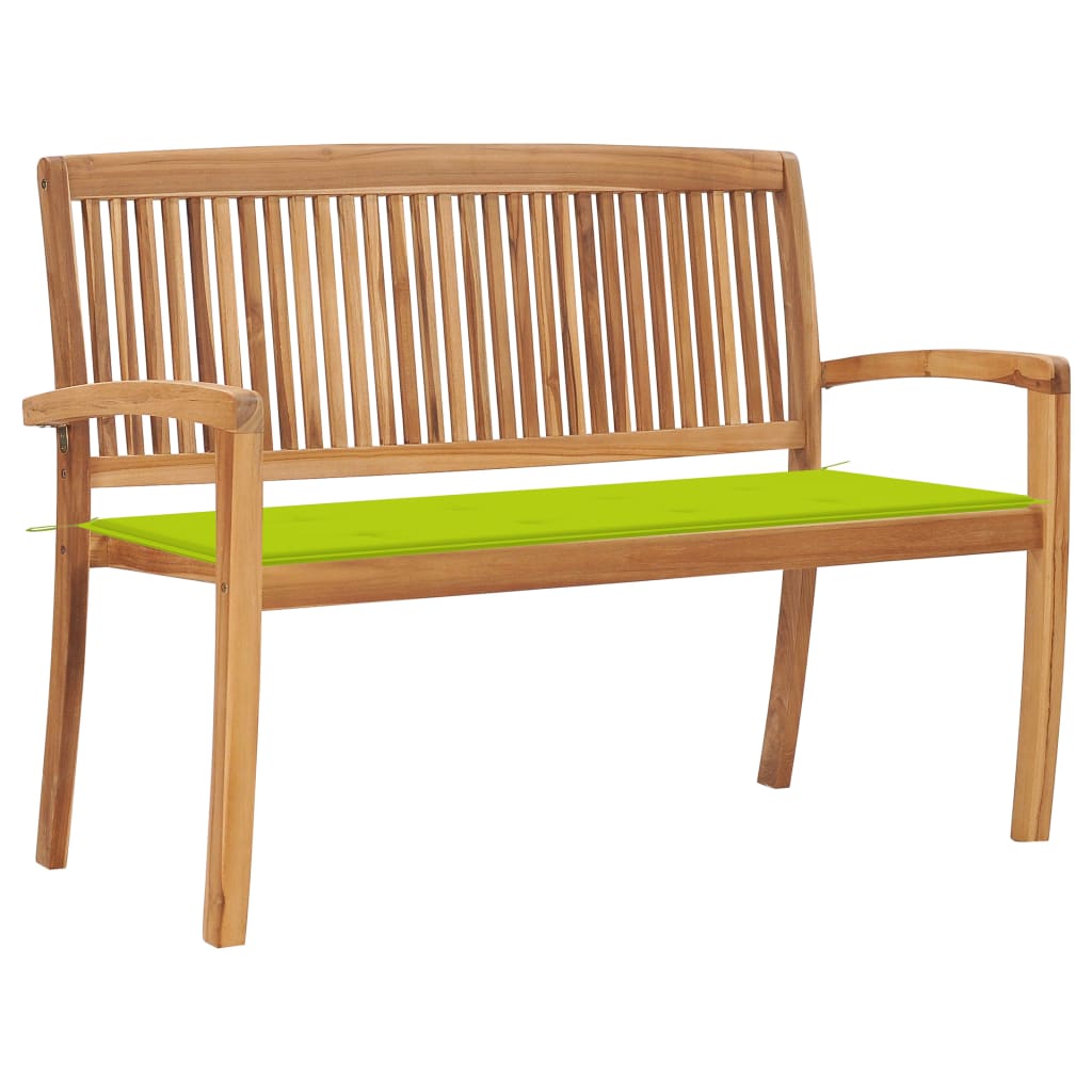 vidaXL Banc de jardin empilable et coussin 128,5cm Bois de teck massif