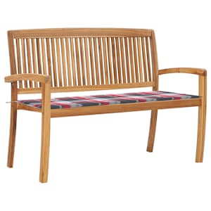 Stohovatelná zahradní lavice s poduškou 128,5 cm masivní teak - obrázek 1