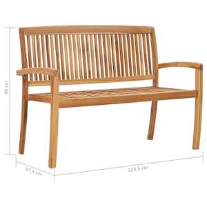 Stohovatelná zahradní lavice s poduškou 128,5 cm masivní teak - obrázek 8