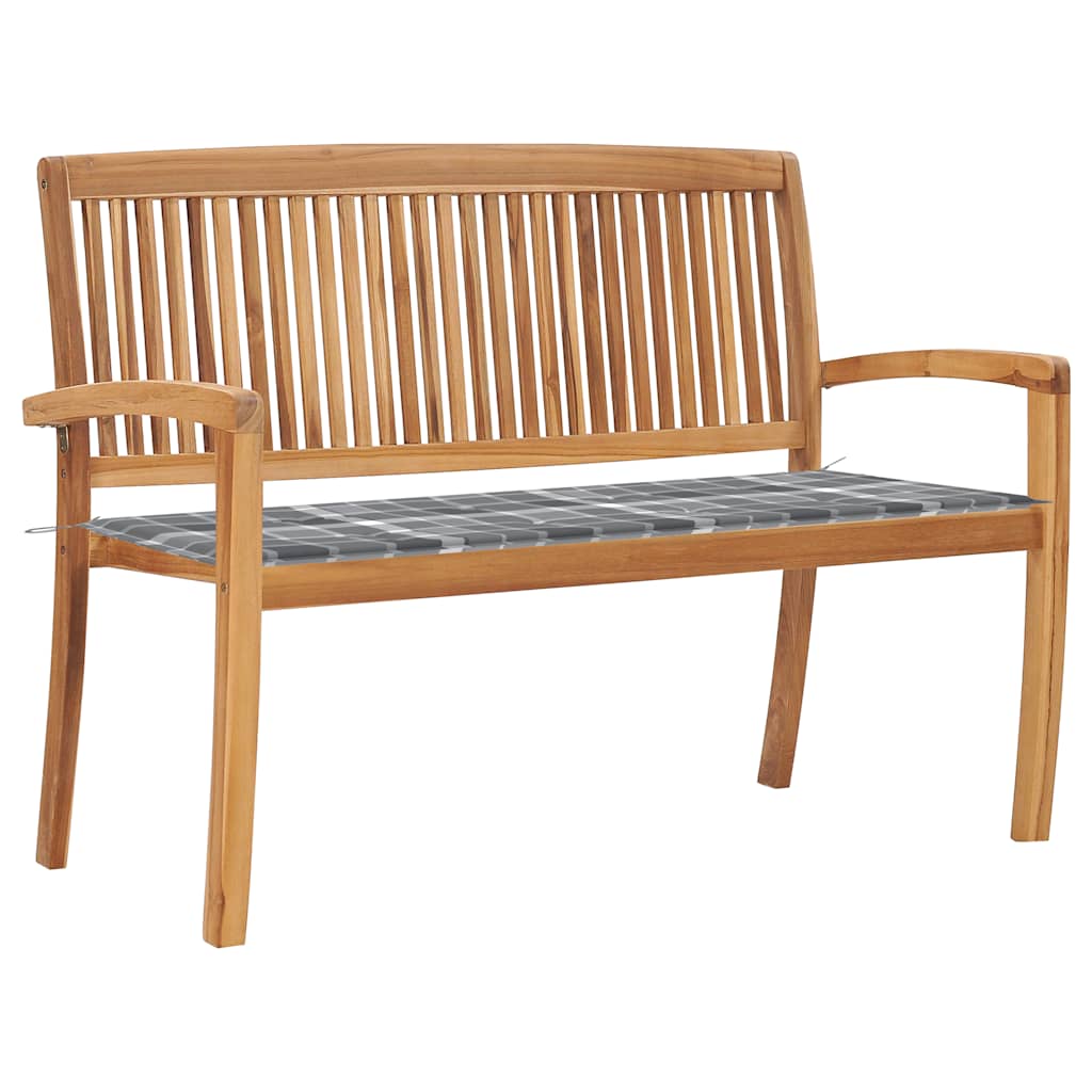 vidaXL Stohovatelná zahradní lavice s poduškou 128,5 cm masivní teak