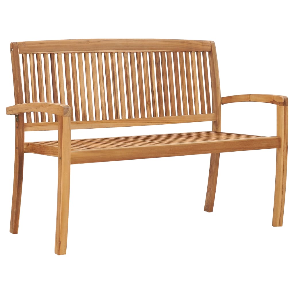 vidaXL Stacking Patio Bench with Cushion 50.6'' Solid Teak Wood