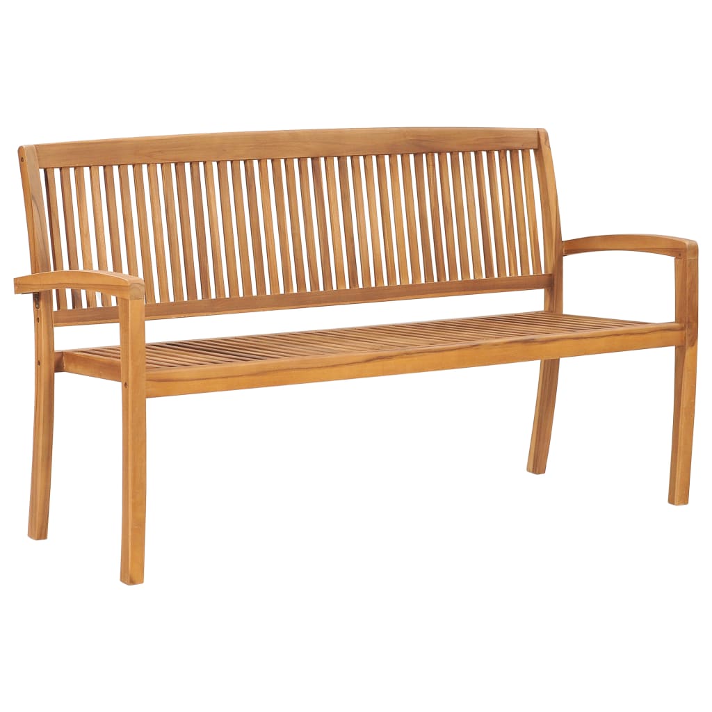 vidaXL Stacking Garden Bench with Cushion 159 cm Solid Teak Wood