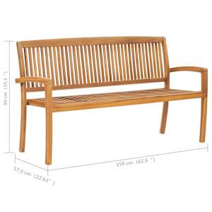 Stohovatelná zahradní lavice s poduškou 159 cm masivní teak - obrázek 8