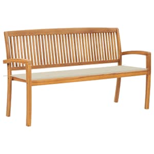 Stohovatelná zahradní lavice s poduškou 159 cm masivní teak - obrázek 1