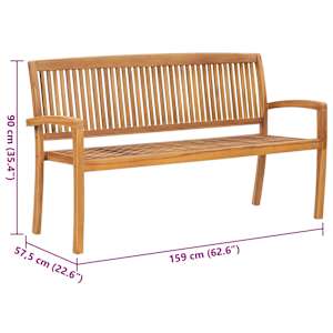 Stohovatelná zahradní lavice s poduškou 159 cm masivní teak - obrázek 8
