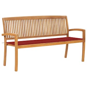 Stohovatelná zahradní lavice s poduškou 159 cm masivní teak - obrázek 1