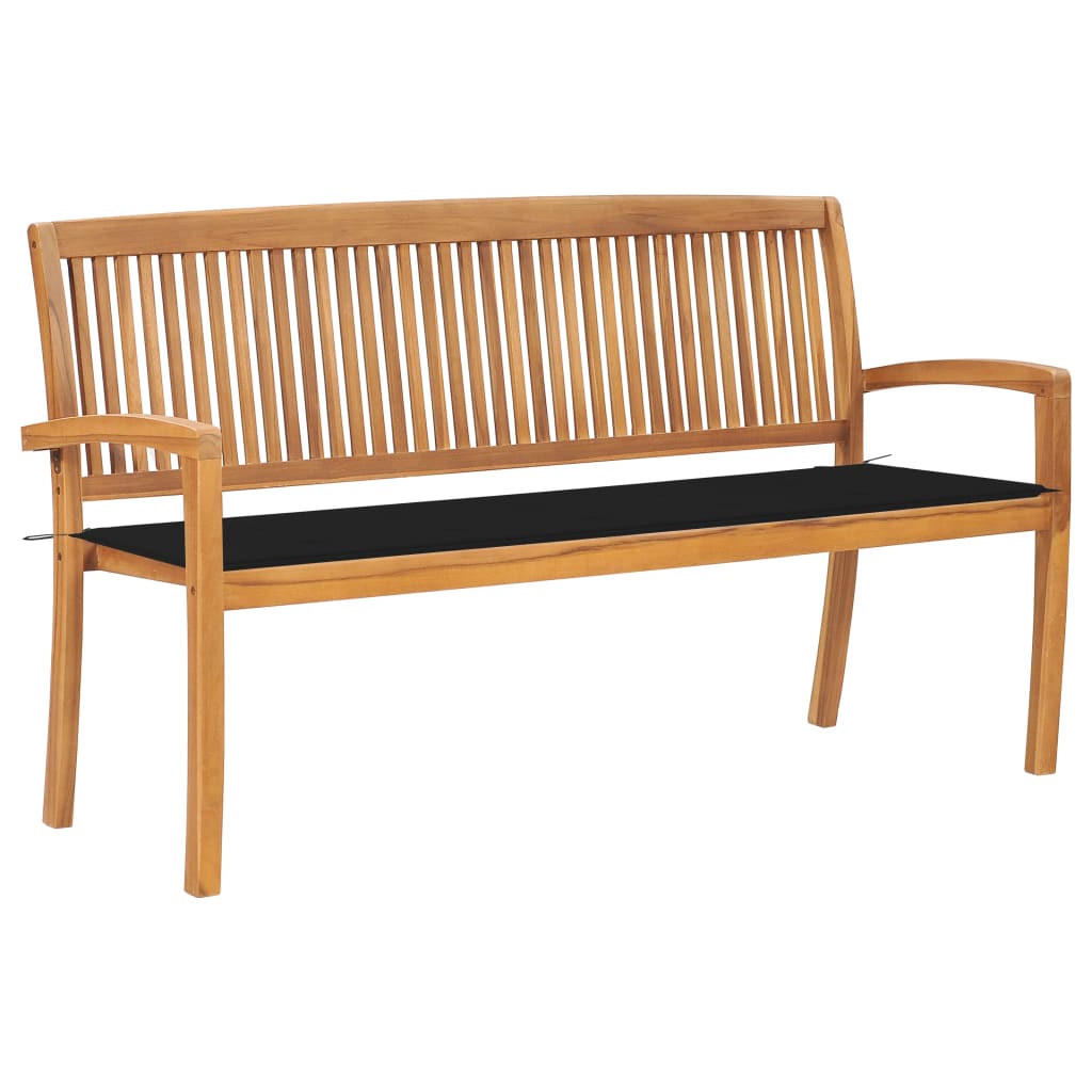 Photos - Garden Furniture VidaXL Stacking Patio Bench with Cushion 62.6" Solid Teak Wood 