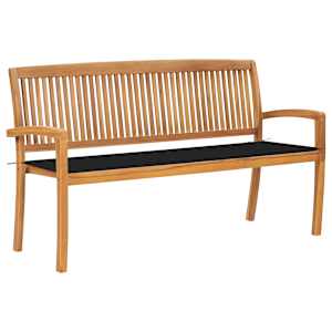 Stohovatelná zahradní lavice s poduškou 159 cm masivní teak - obrázek 1