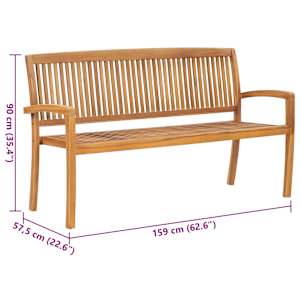 Stohovatelná zahradní lavice s poduškou 159 cm masivní teak - obrázek 8