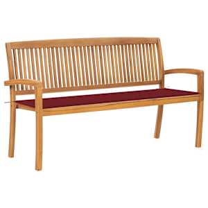 Stohovatelná zahradní lavice s poduškou 159 cm masivní teak - obrázek 1