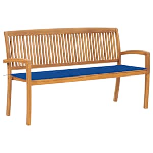 Stohovatelná zahradní lavice s poduškou 159 cm masivní teak - obrázek 1