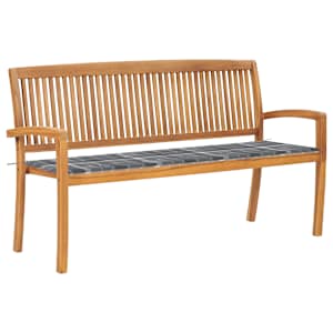 Stohovatelná zahradní lavice s poduškou 159 cm masivní teak - obrázek 1