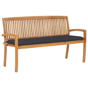 Stohovatelná zahradní lavice s poduškou 159 cm masivní teak - obrázek 1