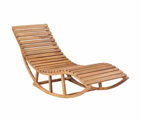 vidaXL Chaise longue &agrave; bascule avec coussin Bois de teck solide