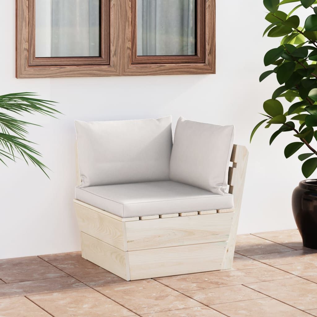 vidaXL Canapea de grădină din paleți, colțar, cu perne, lemn molid vidaXL imagine model 2022