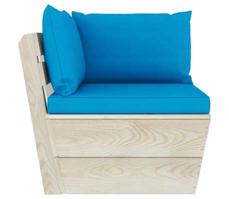 vidaXL Divano Angolare da Giardino su Pallet e Cuscini Legno di Abete