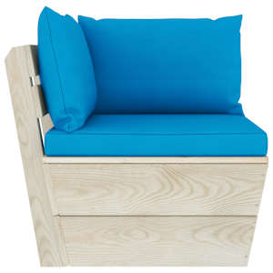 vidaXL Divano Angolare da Giardino su Pallet e Cuscini Legno di Abete