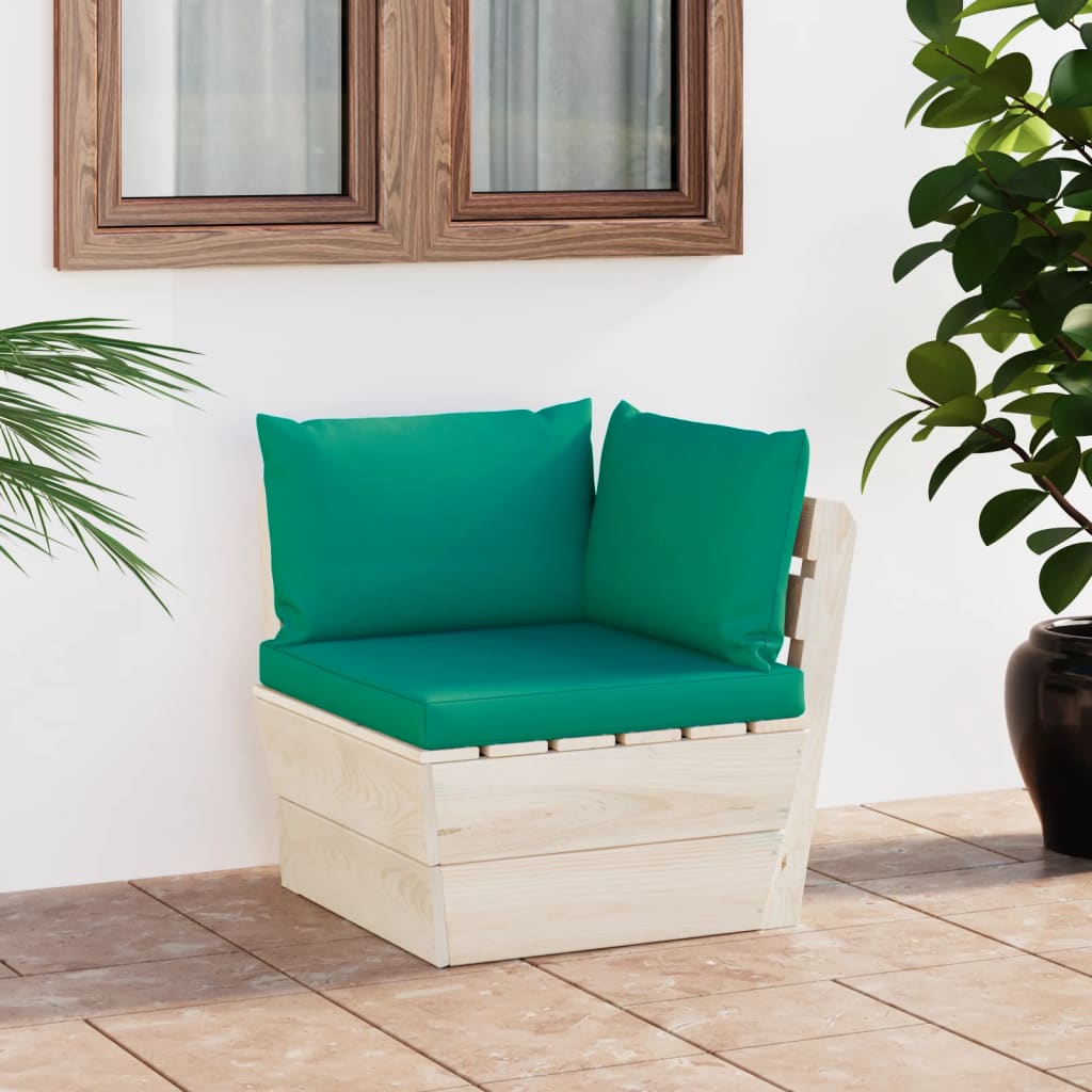 vidaXL Canapea de grădină din paleți, colțar, cu perne, lemn molid de la vidaxl imagine noua